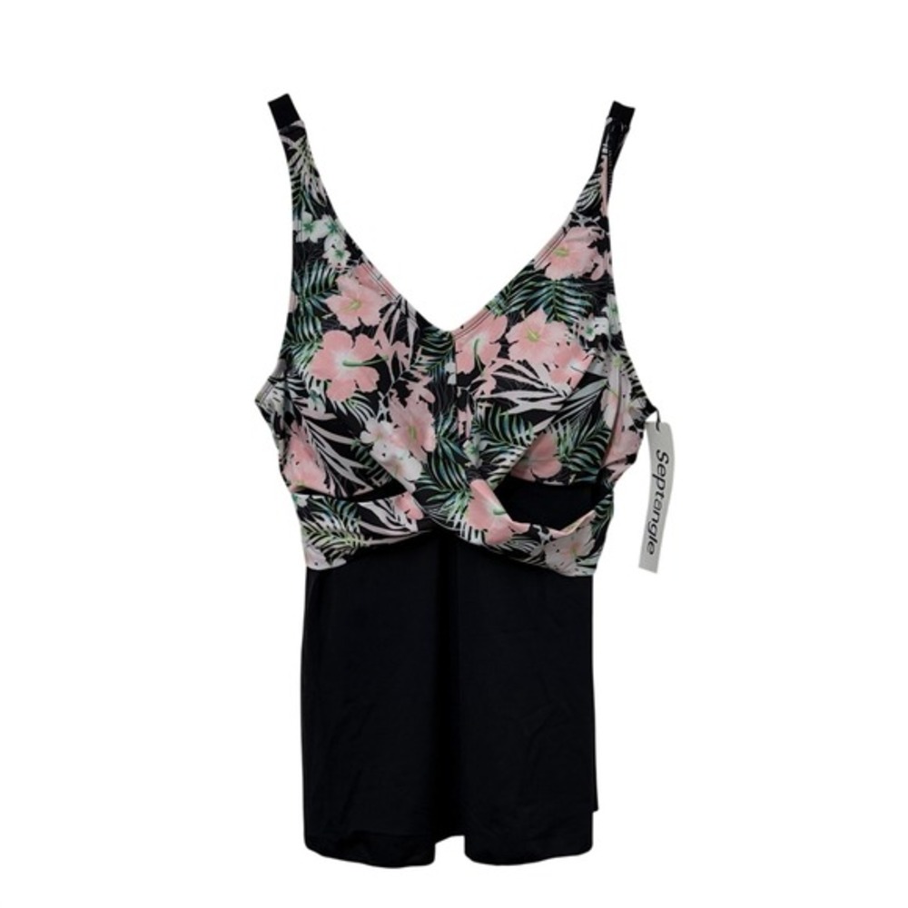 Floral Tropical Tankini Swim Top Womens 14 Cruise Vacation Resort Beach